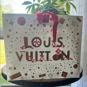 Louis Vuitton Holiday Large White and Red Gift Bag